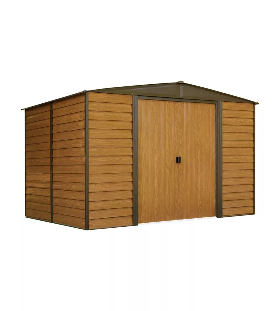 Casetta da giardino habrita "arrow woodridge" in acciaio zincato effetto legno 313,1x241,9x208,6 cm